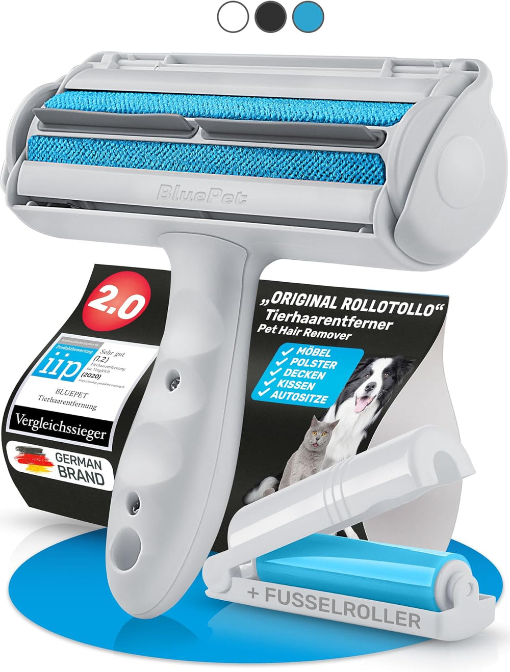 BluePet Tierhaarentferner Mini-Fusselroller – Set mit Aufbewahrungsbox